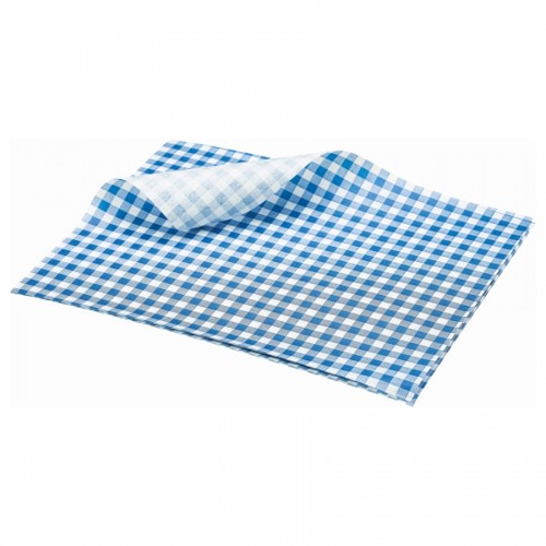 Greaseproof Paper Gingham Print Blue 25 x 20cm