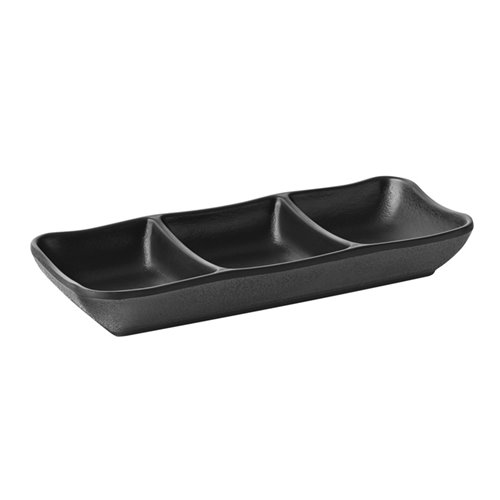 Spirit Divided Dip Dish 195 x 80mm Black Melamine