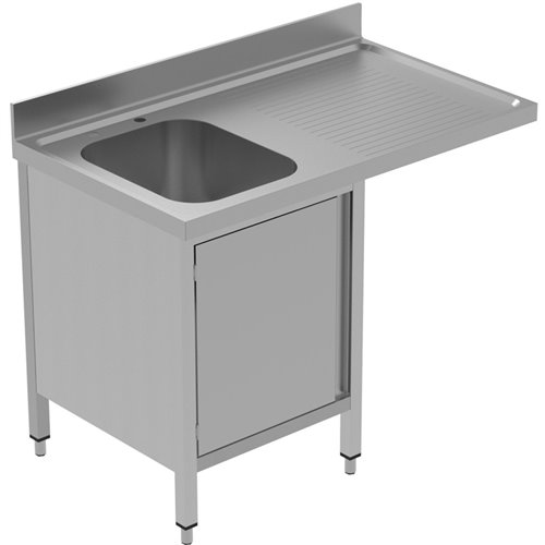 Commercial Sink for dishwashers with Cupboard 1 bowl Left Splashback 1200mm Depth 700mm | DA-VSCH127LBS