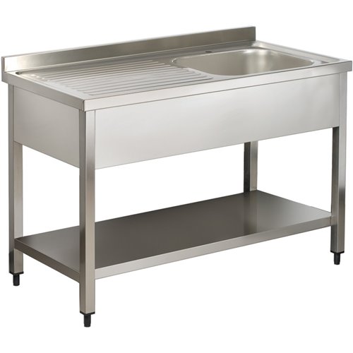 Commercial Sink Stainless steel 1 bowl Right Bottom shelf Splashback 1000mm Depth 600mm | DA-THSTR106BR1