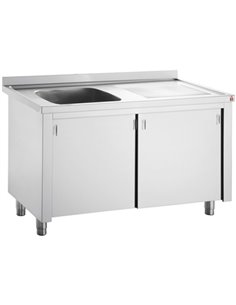 Commercial Sink with Cupboard Stainless steel 1 bowl Left Splashback Width 1000mm Depth 700mm | DA-VSC107LBS