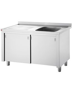 Commercial Sink with Cupboard Stainless steel 1 bowl Right Splashback Width 1200mm Depth 600mm | DA-VSC126RBS