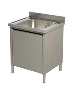 Commercial Sink with Cupboard Stainless steel 1 bowl Splashback Width 800mm Depth 700mm | DA-VSC87BS