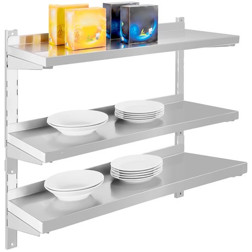 Wall shelf 3 levels 600x300x1100mm Stainless steel | DA-VWS633