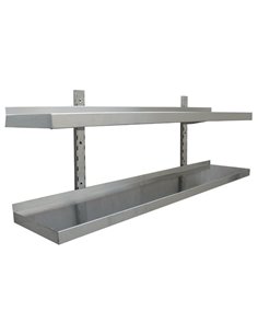 Wall shelf 2 levels 1600x300mm Stainless steel | DA-THWBS2R163