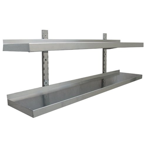 Wall shelf 2 levels 1600x300mm Stainless steel | DA-THWBS2R163