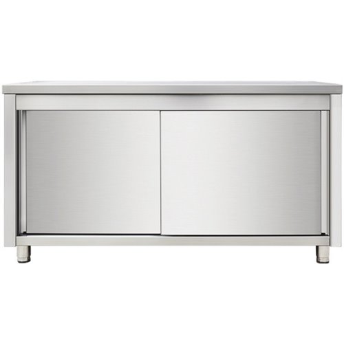 Commercial Worktop Floor Cupboard Sliding doors Stainless steel Width 1000mm Depth 700mm | DA-VTC107SL