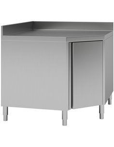 Commercial Worktop Floor Cupboard Corner unit Hinged door Stainless steel Sides 700mm Upstand | DA-THESR107A