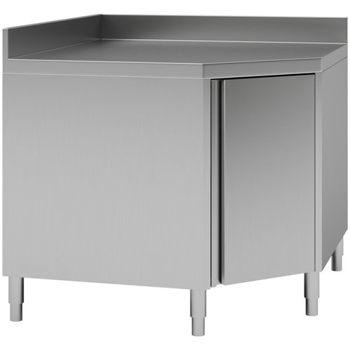 Commercial Worktop Floor Cupboard Corner unit Hinged door Stainless steel Sides 700mm Upstand | DA-THESR107A