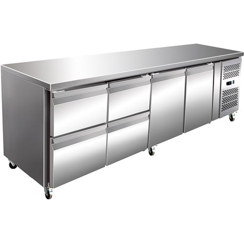 Commercial Refrigerated Counter 2 doors 4 drawers Depth 700mm | DA-4DRG41V