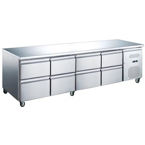 Professional Low Refrigerated Counter / Chef Base 8 drawers 2230x700x650mm | DA-BASE41D8