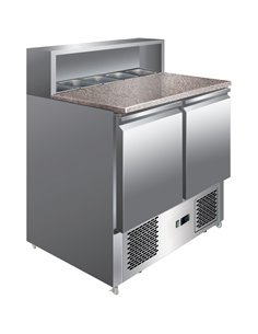 Pizza Prep Table 2 doors Stainless steel Pizza top 5xGN1/6 Depth 700mm | DA-THPS900