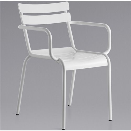 Bistro Arm Chair Aluminium Indoors & Outdoors White | DA-GS60859AW