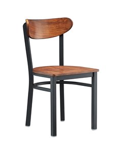 Black Steel Chair with Antique Walnut Seat & Antique Walnut Back | DA-GS65VWALNUTSEATWALNUTBACK