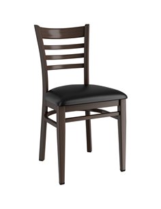 Walnut Wood Chair with Black Vinyl Cushion Seat | DA-GSW0005BLACKCUSHION