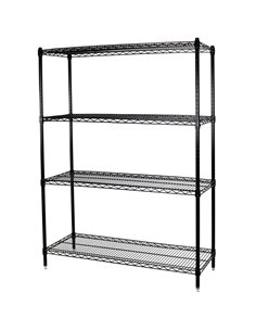 Commercial Shelving Unit 4 Tier 1000kg Width 1200mm Depth 350mm Black Wire | EB12035180A4