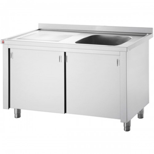 Commercial Sink with Cupboard Stainless steel 1 bowl Right Splashback Width 1200mm Depth 700mm | DA-VSC127RBS