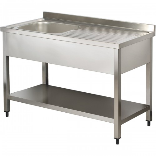 Commercial Sink Stainless steel 1 bowl Left Bottom shelf Splashback 1000mm Depth 700mm | DA-VS107LBS