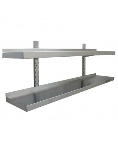 Wall shelf 2 levels 1500x300mm Stainless steel | DA-VWS1532