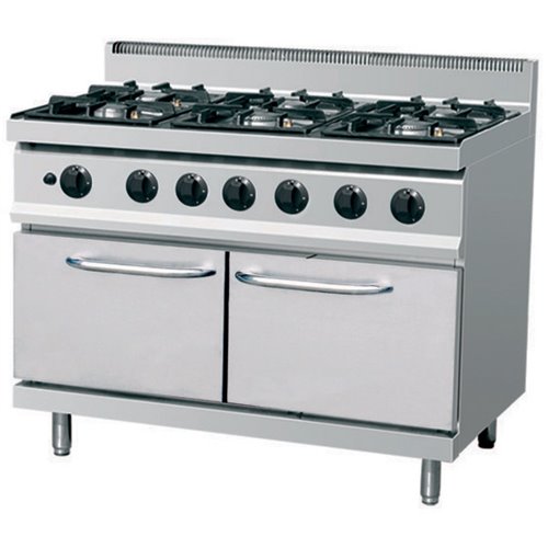 Professional Gas cooker on Cabinet base 6 burners 30kW | DA-THG7F6PW