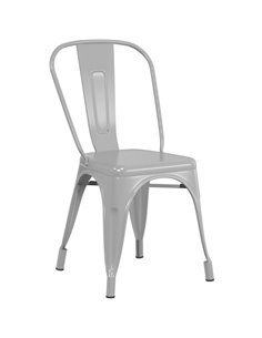 Bistro Dining Chair Wooden Seat Steel Grey Indoors | DA-WW164G