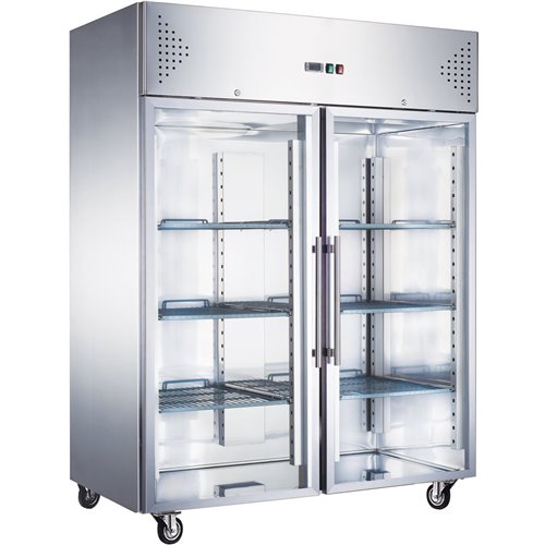 Commercial Refrigerator Upright cabinet 1200 litres Stainless steel Twin glass door GN2/1 Ventilated cooling | DA-R1200VGL