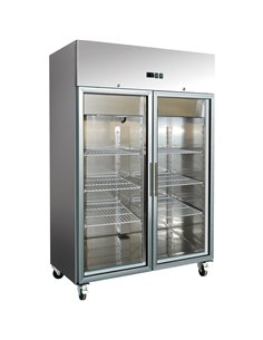 Commercial Refrigerator Upright cabinet 1400 litres Stainless steel Twin glass door GN2/1 Ventilated cooling | DA-R1400VGL