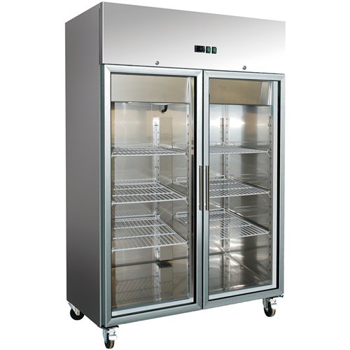 Commercial Refrigerator Upright cabinet 1400 litres Stainless steel Twin glass door GN2/1 Ventilated cooling | DA-R1400VGL