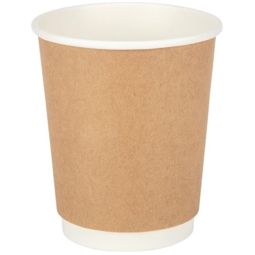 500pcs Compostable Coffee Cups Double wall 8oz/237ml Kraft | DA-DW8K