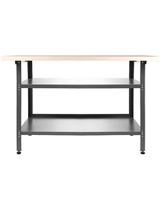 Professional Grey and Black Workshop 3 Layer Workbench with 30mm Wooden Desktop 1200x600x850mm | DA-TC006A