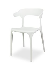 Bistro Dining Chair Plastic White Indoors &amp Outdoors | DA-WW084WHITE