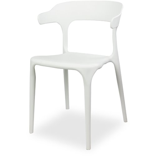 Bistro Dining Chair Plastic White Indoors &amp Outdoors | DA-WW084WHITE