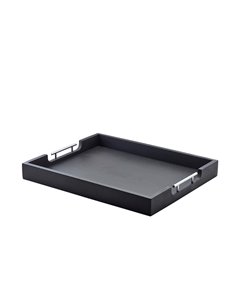 GenWare Solid Black Butlers Tray with Metal Handles 54.5 x 44cm