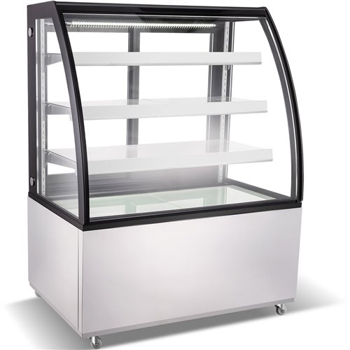 Cake counter Curved front 1000x730x1300mm 3 shelves Stainless steel base LED | DA-GN1000CF3