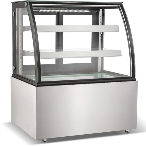 Cake counter Curved front 900x700x1200mm 2 shelves Stainless steel base LED | DA-GN900CF2