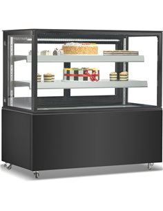 Cake counter Straight front 1000x700x1200mm 2 shelves Black base LED | DA-GN1000R2BLACK