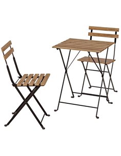 Folding Garden Bistro set Table &amp 2 chairs Black &amp Wood | DA-BISTROSET360