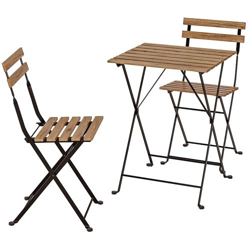 Folding Garden Bistro set Table &amp 2 chairs Black &amp Wood | DA-BISTROSET360