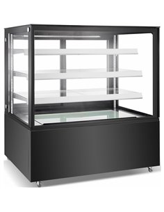 Cake counter Straight front 1200x730x1300mm 3 shelves Black base LED | Stalwart DA-GN1200R3BLACK