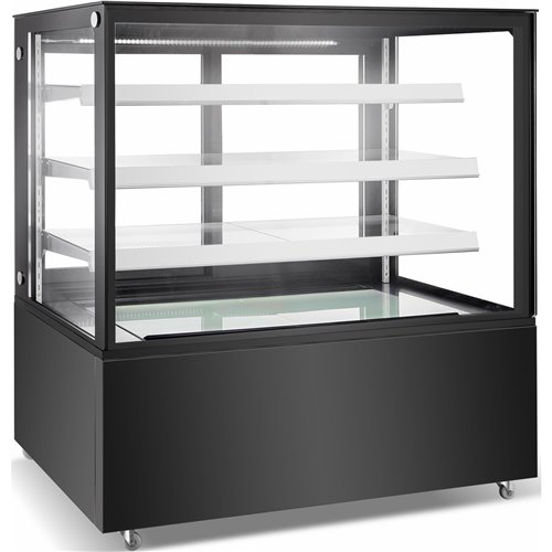 Cake counter Straight front 1200x730x1300mm 3 shelves Black base LED | Stalwart DA-GN1200R3BLACK