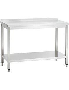 Professional Work table Stainless steel Bottom shelf Upstand 1400x700x900mm | Stalwart DA-VT147SLB