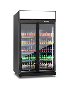 Commercial Display Refrigerator with Double Glass door &amp Canopy 1000 litres Black | Stalwart DA-KLG1253