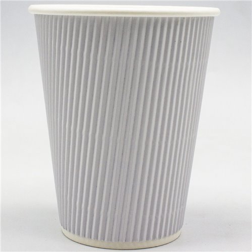 500pcs White Ripple Wall Coffee Cup 12oz/354ml PE | Stalwart WHR12OZ