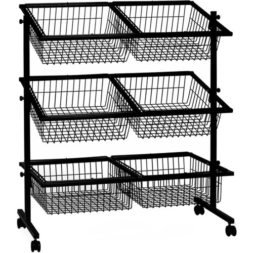 Wire Storage Basket Shelving Black 3 Tier | Stalwart WDBL8RACK