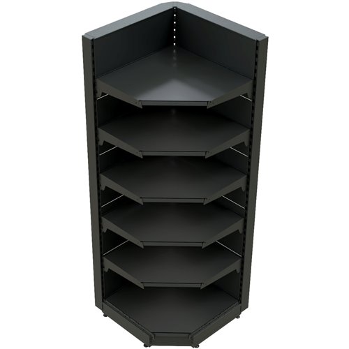 Retail Wall Shelving Corner Unit Black | Stalwart NSREU11BLACKCORNER