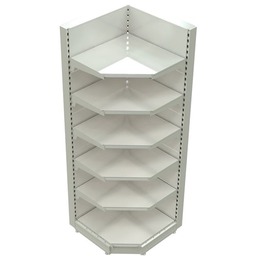 Retail Wall Shelving Corner Unit White | Stalwart NSREU11WHITECORNER