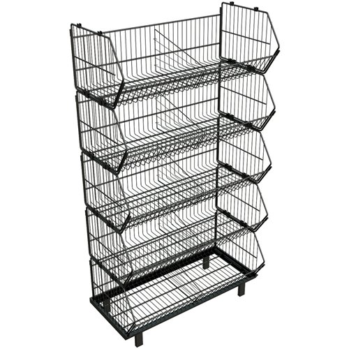 Wire Storage Basket Shelving Black 5 Tier | Stalwart MC5RACK