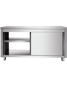 Commercial Pass through Worktop Floor Cupboard Sliding doors Stainless steel Width 1600mm Depth 600mm | Stalwart DA-THADR166