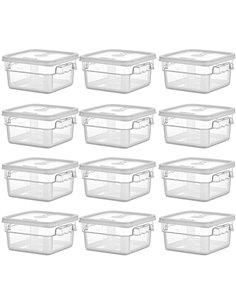 Pack of 12 Food storage Container with lid 1.9 litre 201x189x97mm Polypropylene | Stalwart DA-GSPP2+GSPPL2