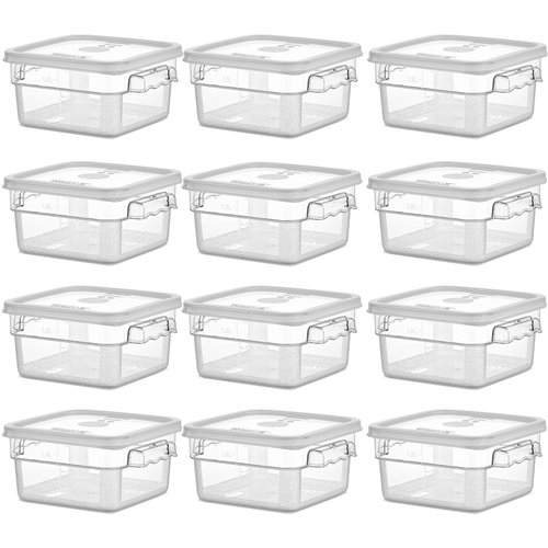 Pack of 12 Food storage Container with lid 1.9 litre 201x189x97mm Polypropylene | Stalwart DA-GSPP2+GSPPL2